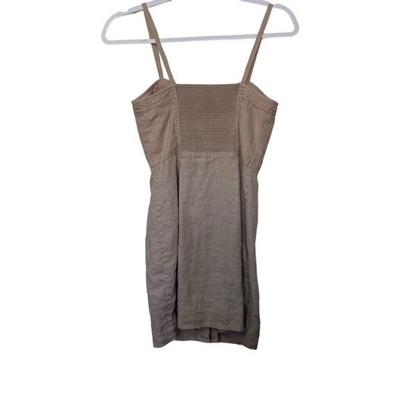 Aritzia Wilfred Ducharme Linen Mini Dress Women's 2 Tan Button Front Lightweight - Picture 3 of 9